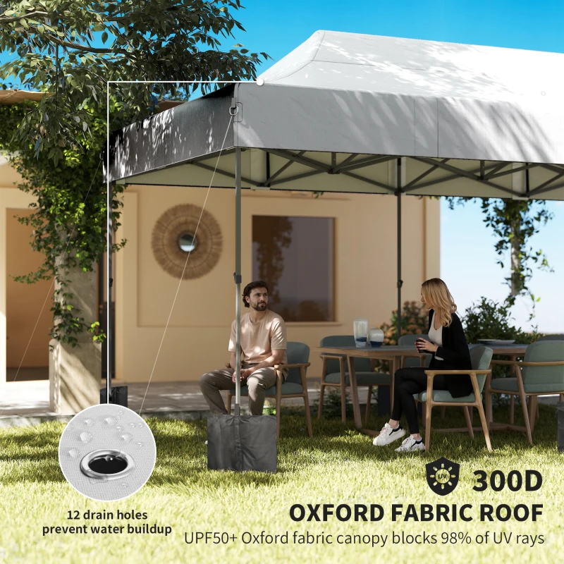 Outsunny 10 x 20 ft Pop Up Canopy Tent, Heavy Duty UPF50+ Outdoor Portable Instant Canopy Shelter with Wheeled Bag, White