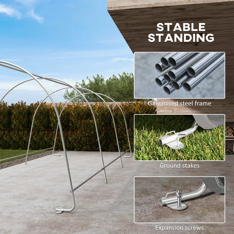 Outsunny 10' x 20' Portable Shed, Motorcycle Bike Tent with Roll-up Door, Galvanised Steel Frame for Garden Tools, Dark Grey