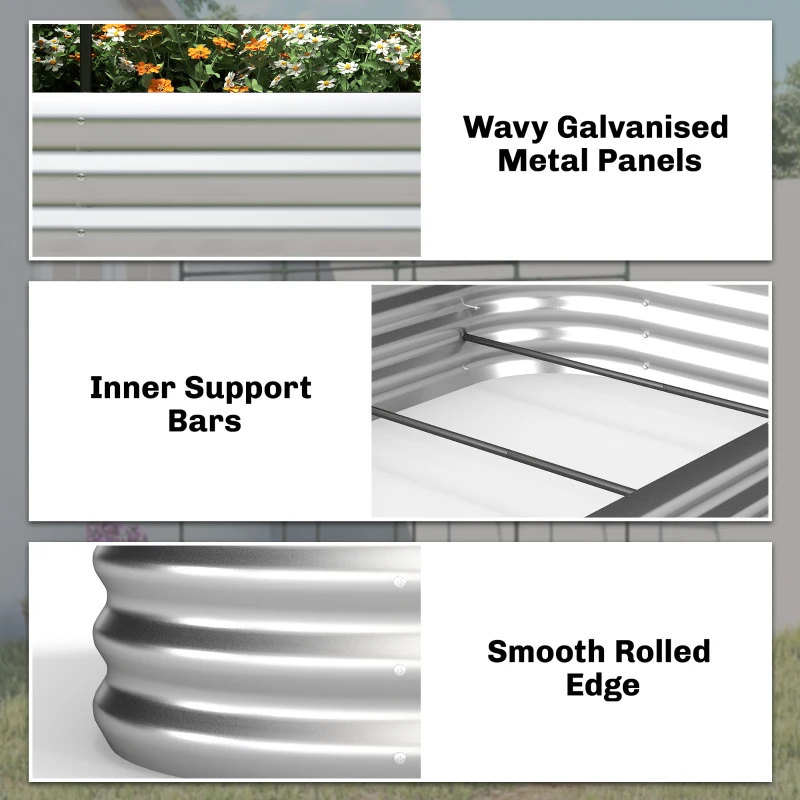Outsunny Galvanised Raised Garden Bed with Arched Trellis, 7 x 4 x 7ft Metal Outdoor Planter Box with Open Bottom