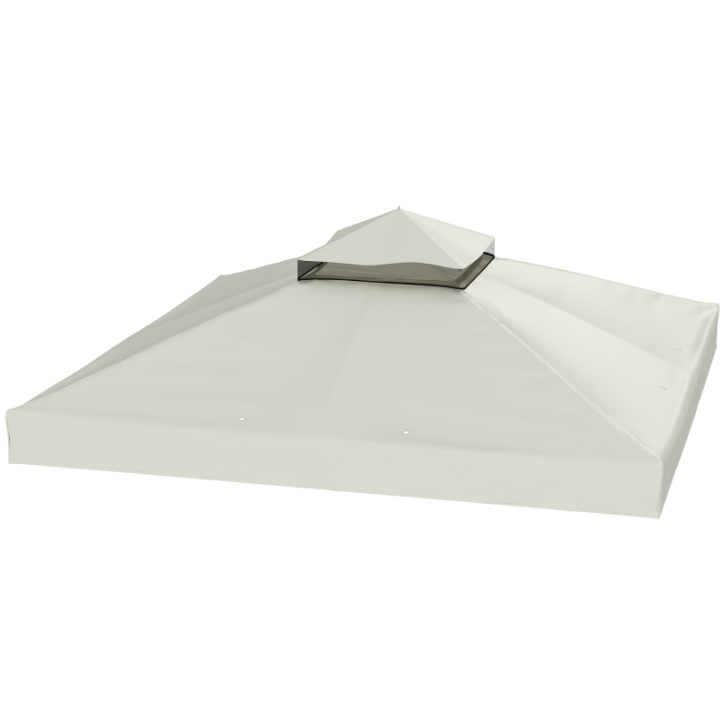 Outsunny 10' x 10' Gazebo Canopy Replacement Cover, 2-Tier Garden Gazebo Roof Replacement, UPF30+, TOP COVER ONLY, Light Grey