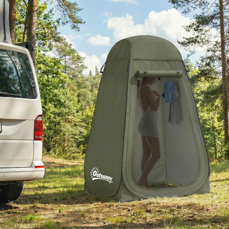 Outsunny Pop Up Shower Tent, Portable Privacy Room for Outdoor Changing, Dressing, Fishing Storage with Carrying Bag, Green