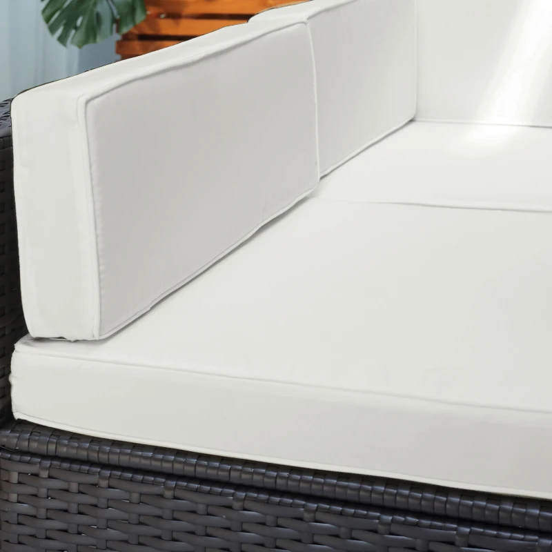 Outsunny 7 Pieces Patio Sofa Outdoor Wicker Sectional Patio Furniture, Dark Brown & Beige