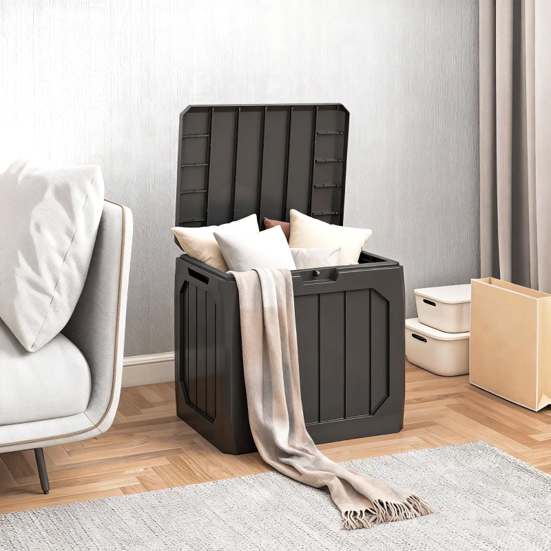 Outsunny 32 Gallon Deck Box, Resin Outdoor Storage Box with Handles, Waterproof and UV Resistant Storage Container