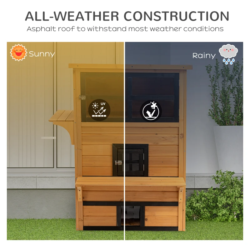 PawHut Cat House, Outdoor 3-Tier Kitty Shelter, Weather Resistant, w/ Escape Door