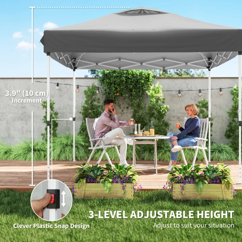 Outsunny 10 x 10 ft Pop Up Canopy Tent with Mosquito Netting, UPF 50+ Central Lock Easy Setup Outdoor Party Tent, Dark Grey
