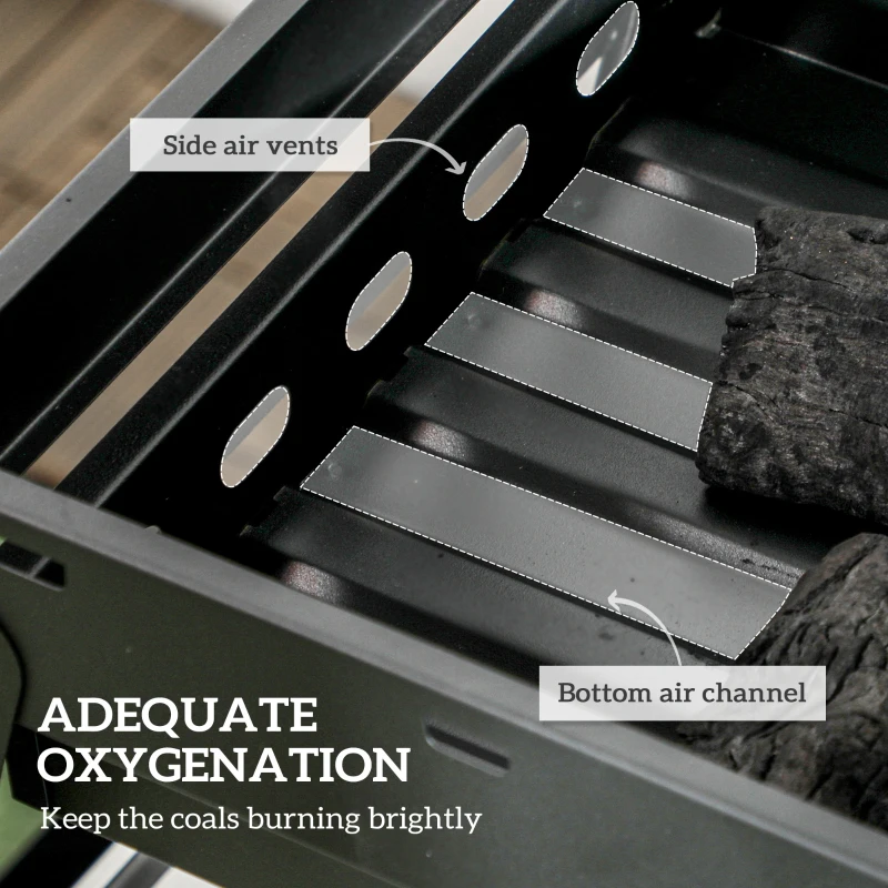 Outsunny Portable Charcoal Grill with Pull-Out Charcoal Basin, Folding Tabletop Barbecue, Compact Camping BBQ, Black