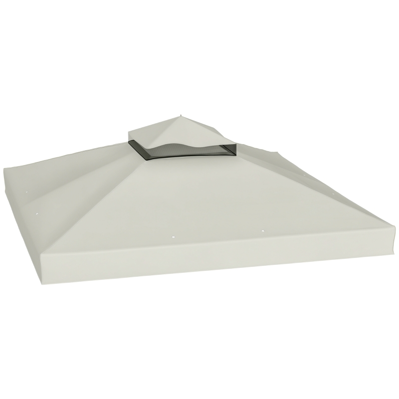 Outsunny 10' x 10' Gazebo Canopy Replacement Cover, 2-Tier Garden Gazebo Roof Replacement, UPF30+, TOP COVER ONLY, Light Grey