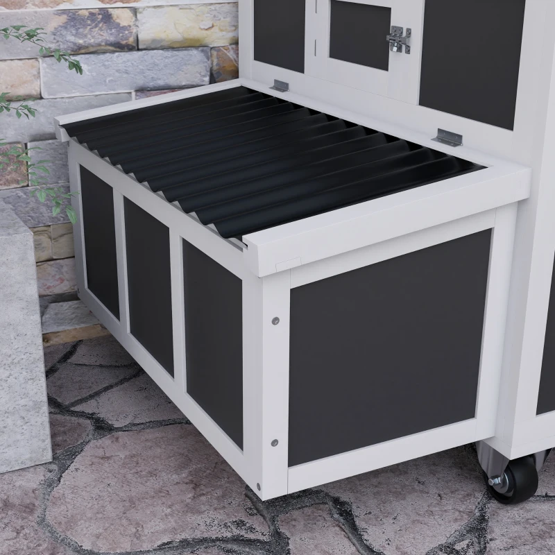 PawHut Wooden Chicken Coop with Nesting Box for 6 Chickens, Dark Grey