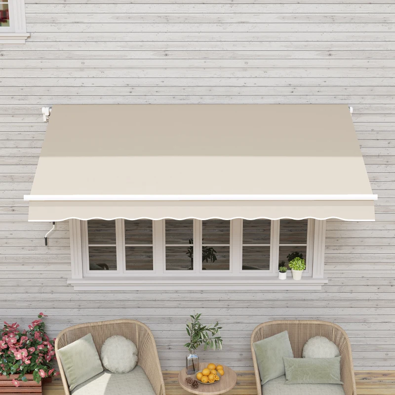 Outsunny 9' x 8' Outdoor Sunshade Canopy Awning Cover, Retractable Awning Fabric Replacement, UV Protection, Beige