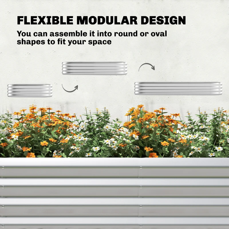 Outsunny Galvanised Raised Garden Bed with Arched Trellis, 7 x 4 x 7ft Metal Outdoor Planter Box with Open Bottom