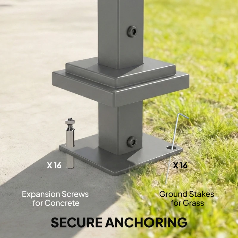 Outsunny 11 x 15FT Metal Carport, Heavy-Duty Carport Canopy with Reinforced Frame & Galvanized Steel Roof, Dark Grey