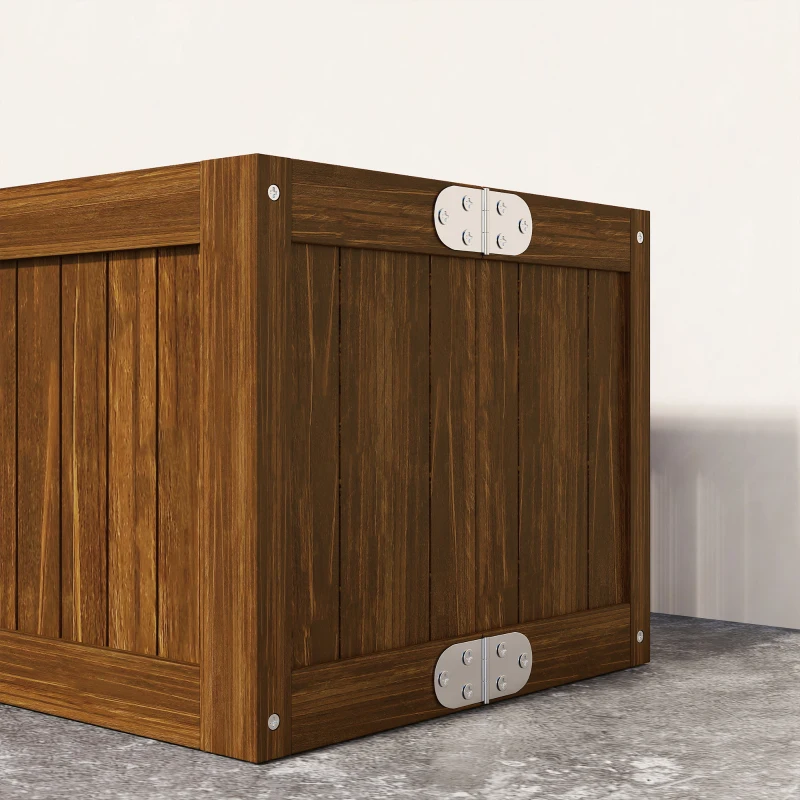 Outsunny Foldable Elevated Planter Box, Wooden Raised Garden Bed for Backyard Patio to Grow Vegetables Herbs Flowers, Carbonized