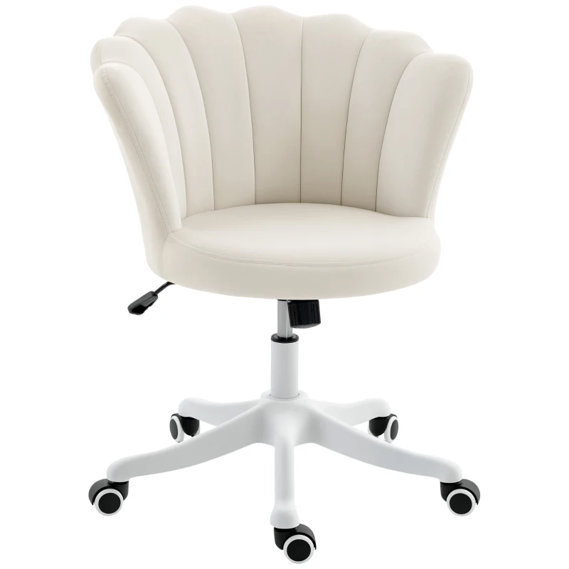 HOMCOM Office Chair, Armless Swivel Desk Chair with Adjustable Height, Backrest, Tilt Function for Office, Vanity, Cream