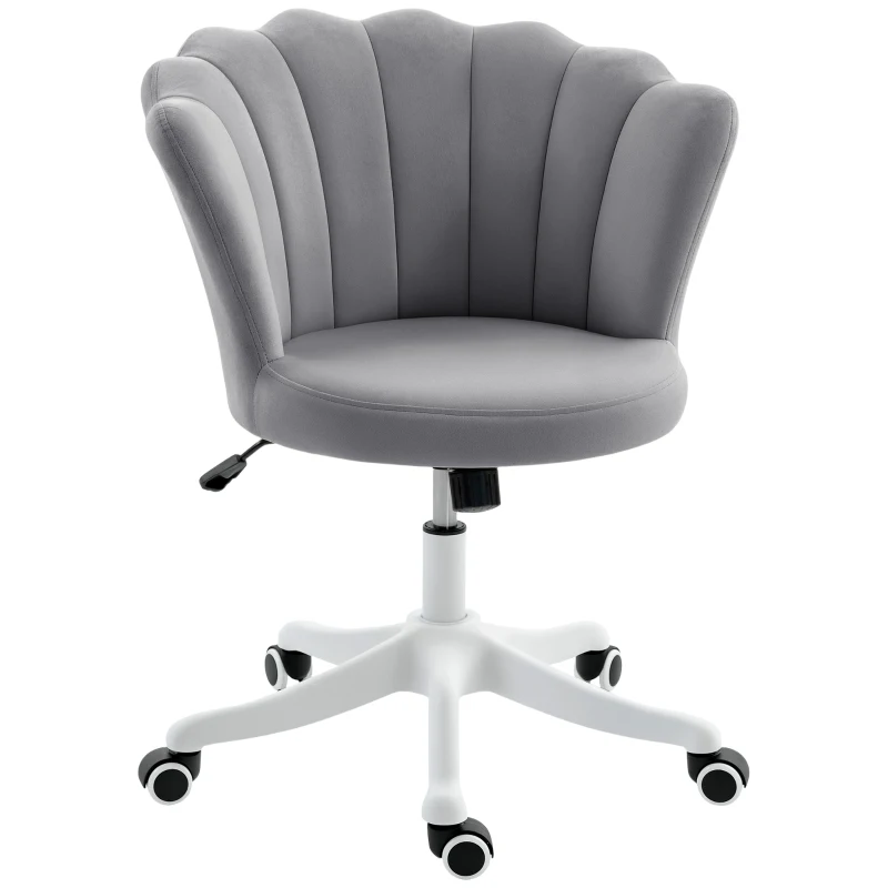 HOMCOM Office Chair, Armless Swivel Desk Chair with Adjustable Height, Backrest, Tilt Function for Office, Vanity, Grey