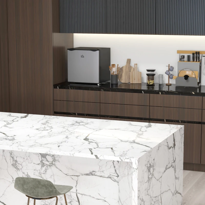 HOMCOM 1.1 Cu. Ft. Mini Freezer, Compact Upright Freezer with Reversible Door, Removable Shelf, Adjustable Temperature, Silver