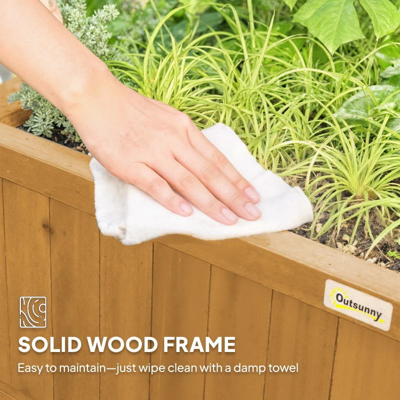 Outsunny Wood Planter with Trellis for Vine Climbing, Raised Garden Bed, Privacy Screen for Backyard, Patio, Deck, Yellow