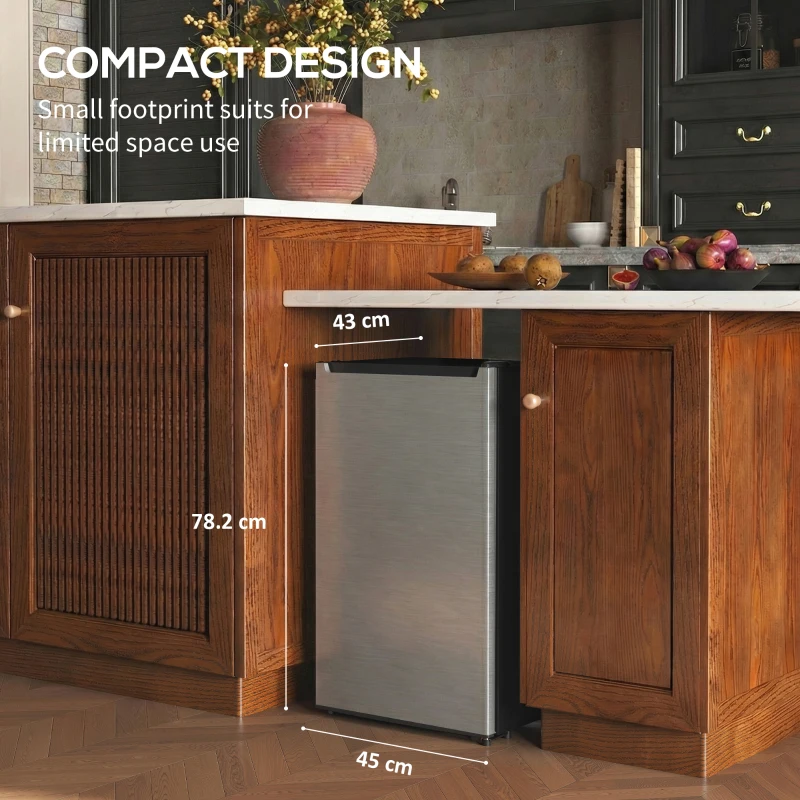 HOMCOM 2.1 Cu. Ft. Mini Freezer, Compact Upright Freezer with Reversible Door, Removable Shelf, Adjustable Temperature, Silver