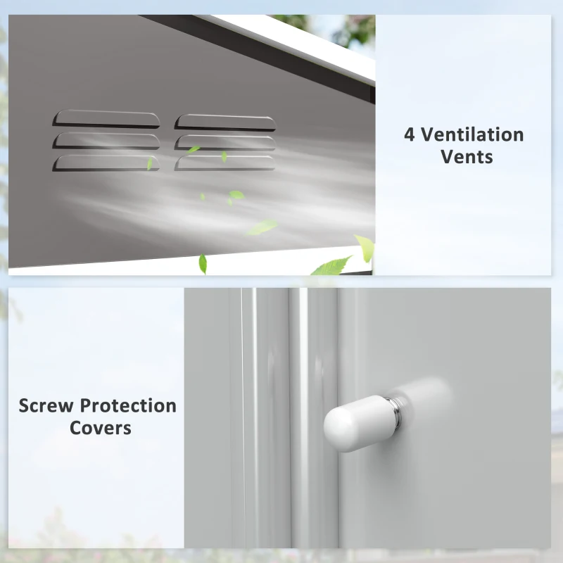 Outsunny 8' x 6' Outdoor Storage Shed, Metal Garden Tool Storage House with Lockable Sliding Doors and Vents, Light Grey