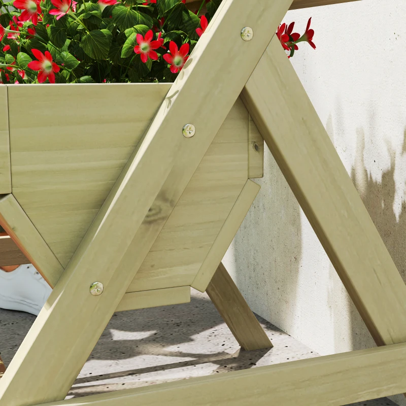 Outsunny 3 Tier Elevated Planter Box, Vertical Wooden Raised Garden Bed for Flowers, Vegetables, 26" x 30" x 30", Light Green