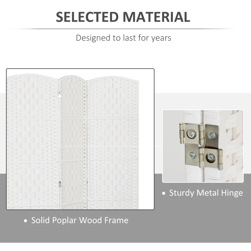 HOMCOM 6ft Folding Room Divider, 4 Panel Wall Partition with Wooden Frame for Bedroom, Home Office, Natural