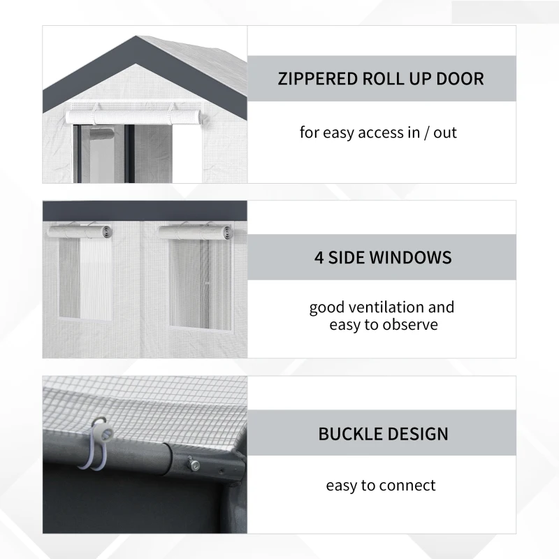 Outsunny 8' x 6' x 7.5' Heavy-duty Walk-in Greenhouse Outdoor Vegetable Plants Growing Warm House Seed Plant Growth Tent Polytunnel Shelter White