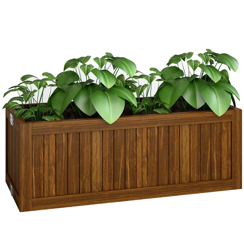 Outsunny Foldable Elevated Planter Box, Wooden Raised Garden Bed for Backyard Patio to Grow Vegetables Herbs Flowers, Carbonized