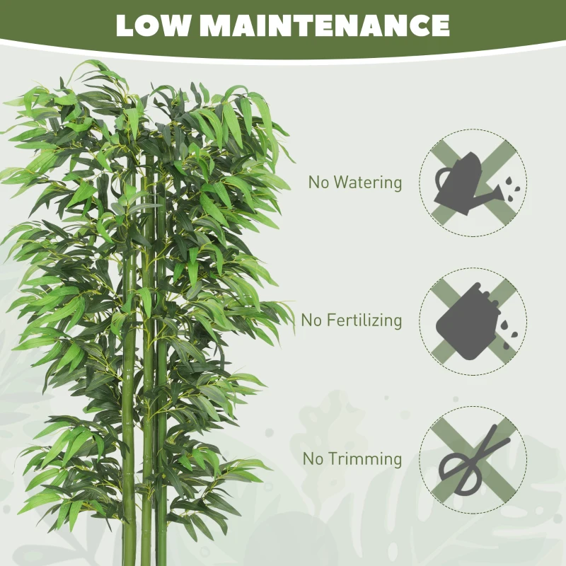Outsunny 6FT Artificial Bamboo Trees Set of 2, Fake Plants with Nursery Pot for Indoor Decor