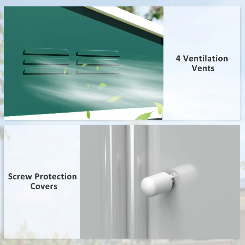 Outsunny 8' x 6' Outdoor Storage Shed, Metal Garden Tool Storage House with Lockable Sliding Doors and Vents, Green