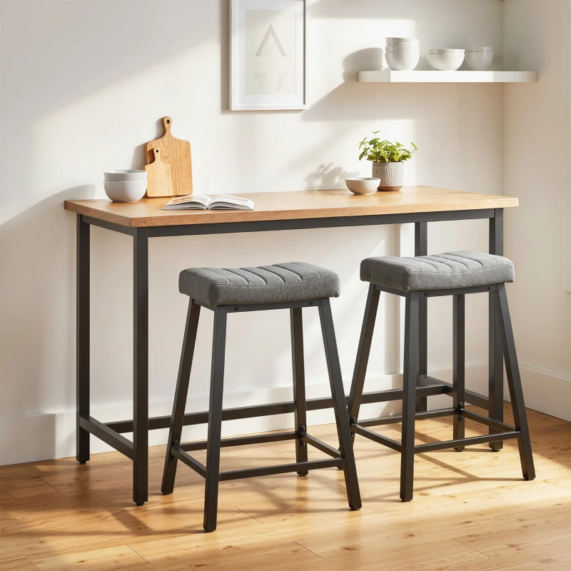 HOMCOM Set of 2 Bar Stools, Velvet Upholstered Counter Stools with Curved Seat and Footrest for Kitchen Island, Grey