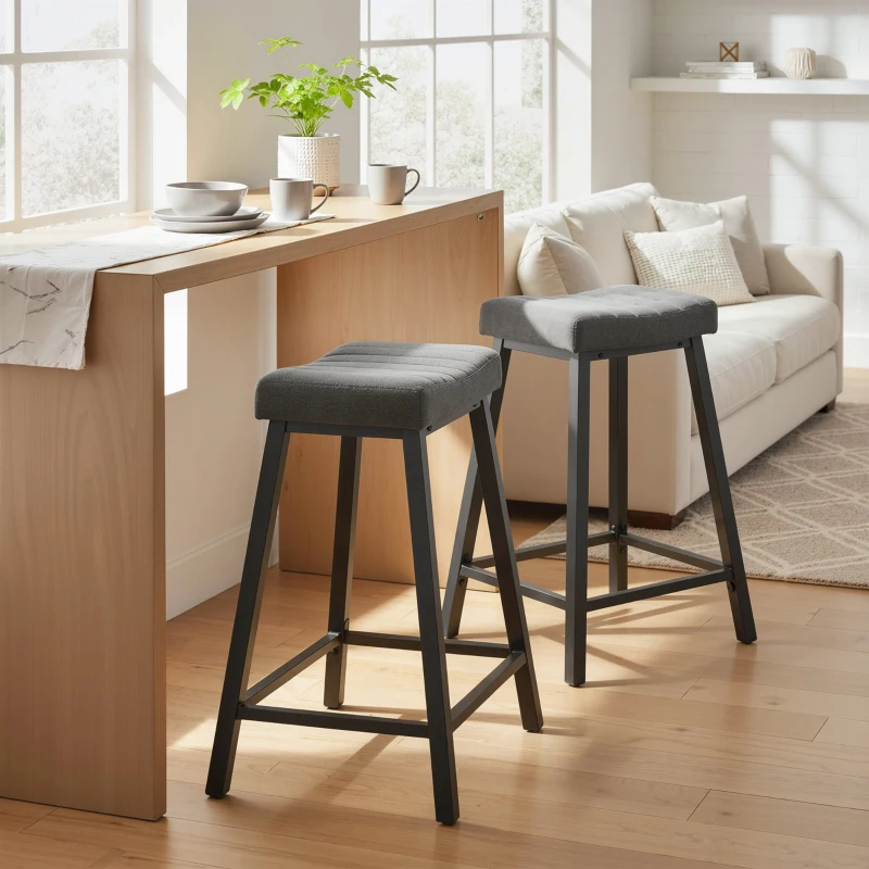 HOMCOM Set of 3 Bar Stools, Velvet Upholstered Counter Stools with Curved Seat and Footrest for Kitchen Island, Grey