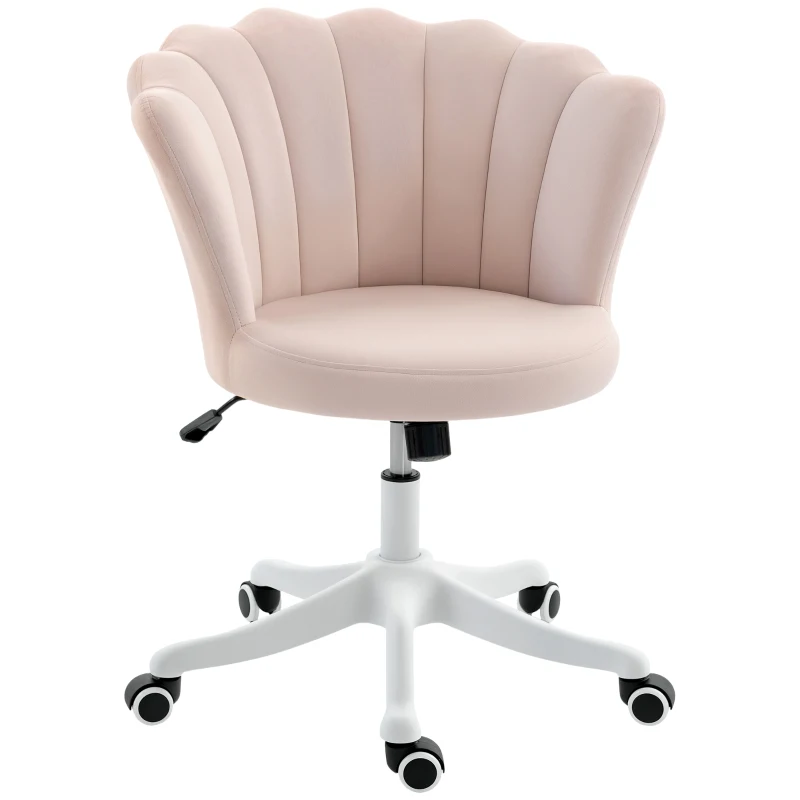 HOMCOM Office Chair, Armless Swivel Desk Chair with Adjustable Height, Backrest, Tilt Function for Office, Vanity, Pink