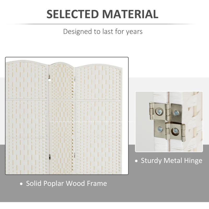 HOMCOM 6ft Folding Room Divider, 3 Panel Wall Partition with Wooden Frame for Bedroom, Home Office, Natural