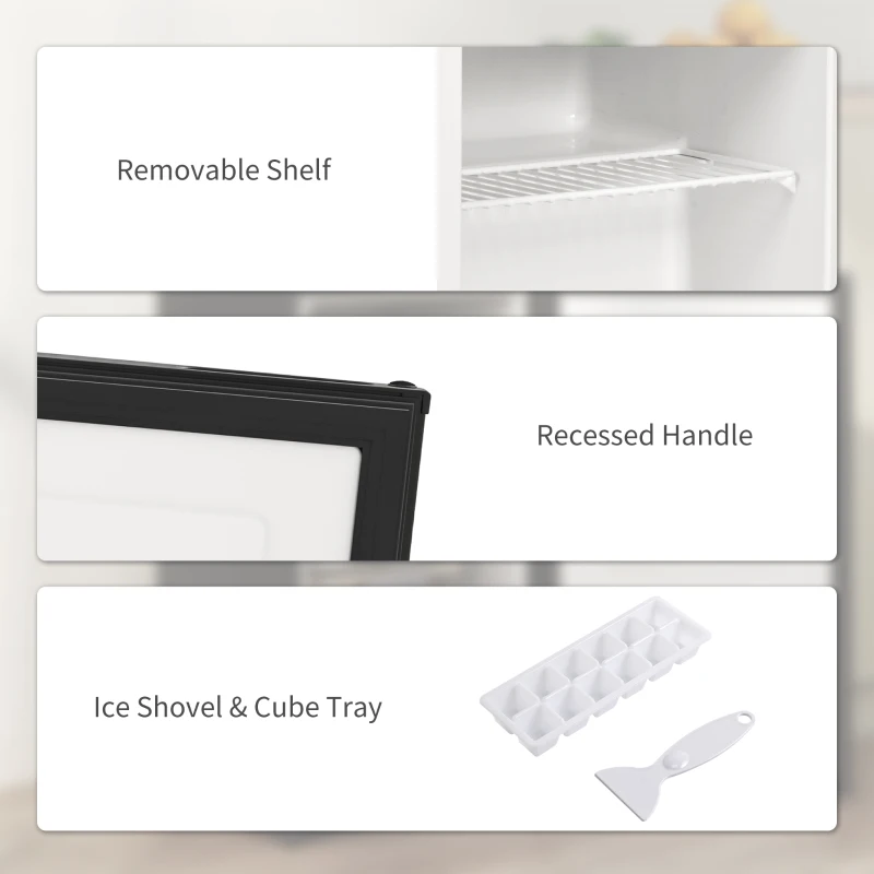 HOMCOM 2.1 Cu. Ft. Mini Freezer, Compact Upright Freezer with Reversible Door, Removable Shelf, Adjustable Temperature, Black