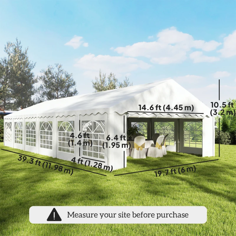 Outsunny 20' x 40' Party Tent, Outdoor Canopy Tent with Removable Sidewalls, 12 Windows for Parties, Wedding, Events, BBQ, White