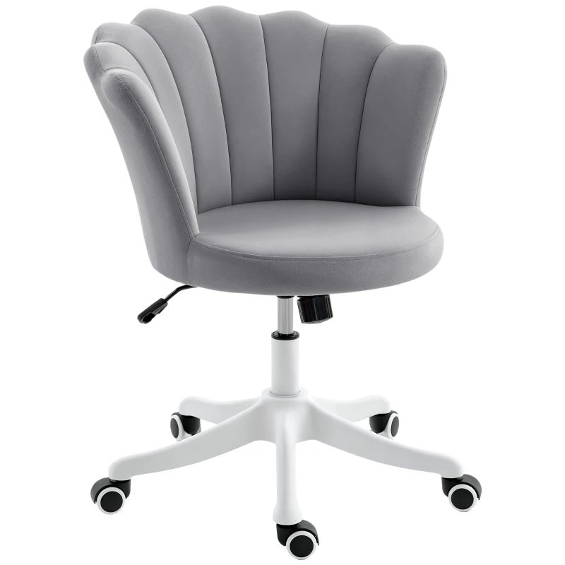 HOMCOM Office Chair, Armless Swivel Desk Chair with Adjustable Height, Backrest, Tilt Function for Office, Vanity, Grey