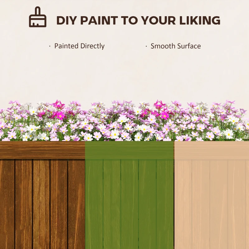 Outsunny Foldable Elevated Planter Box, Wooden Raised Garden Bed for Backyard Patio to Grow Vegetables Herbs Flowers, Carbonized