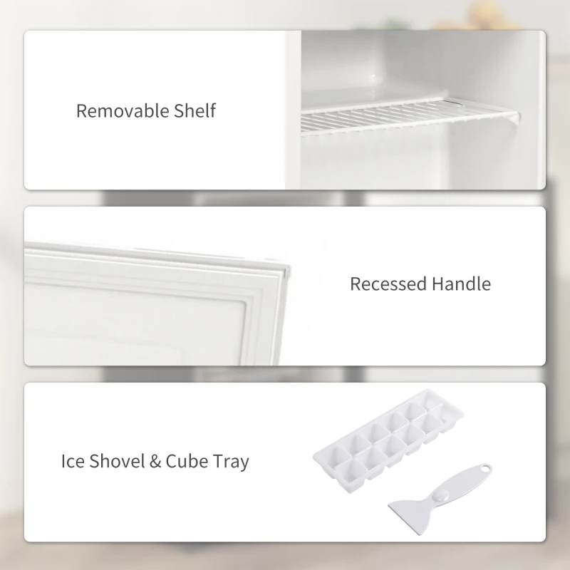 HOMCOM 2.1 Cu. Ft. Mini Freezer, Compact Upright Freezer with Reversible Door, Removable Shelf, Adjustable Temperature, White