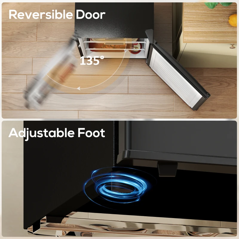 HOMCOM 2.1 Cu. Ft. Mini Freezer, Compact Upright Freezer with Reversible Door, Removable Shelf, Adjustable Temperature, Black