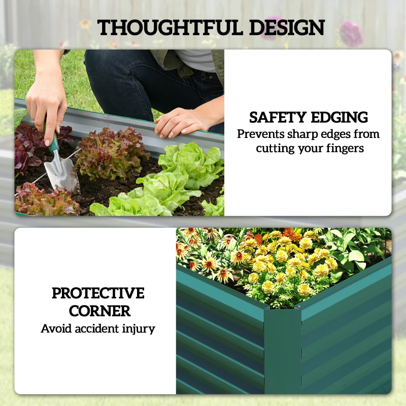 Outsunny 6' x 3' x 2' Raised Garden Bed, Galvanized Planter Box for Growing Flowers, Herbs and Vegetables, Dark Green