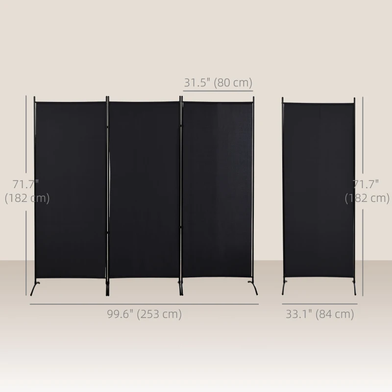 HOMCOM 6' 3 Panel Room Divider, Double Hinged Folding Wall Divider, Indoor Privacy Screen for Home Office, Black