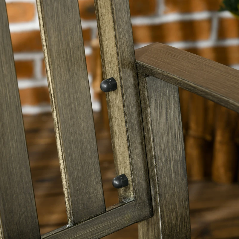 Outsunny Outdoor Garden Bench, Metal Bench, Wood Look Slatted Frame Furniture for Patio, Park, Porch, Lawn, Yard, Deck, Black