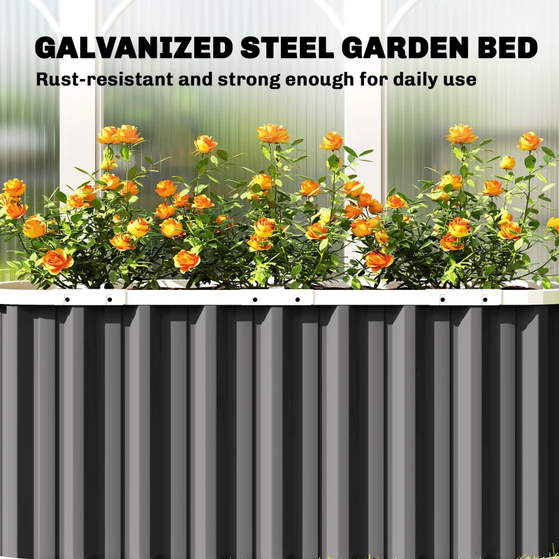 Outsunny Galvanized Raised Garden Bed, Deep Rot Planter Box, Outdoor Garden Bed with Plant Labels, 5' x 2' x 2', Dark Grey