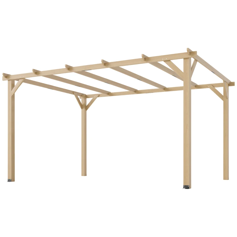 Outsunny 10' x 13' Wooden Pergola, Outdoor Pergola Gazebo Grape Trellis with Triangle Supports, Concrete Anchors, Nature Wood