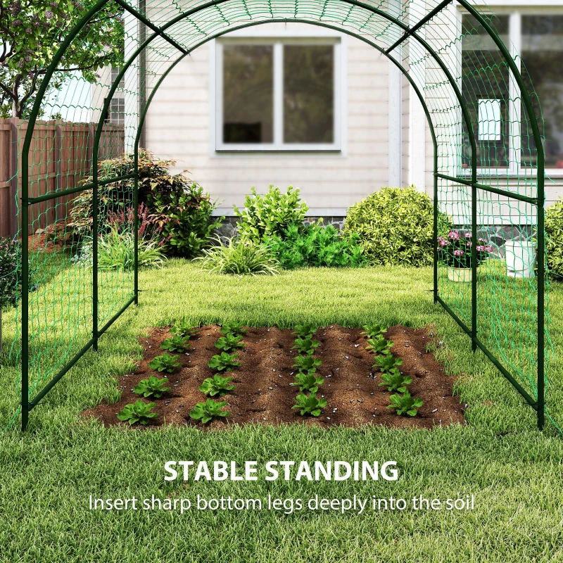 Outsunny Garden Arch Trellis for Climbing Plants Outdoor, 7.1FT Tall Cucumber Trellis with Climbing Net for Backyard, Lawn