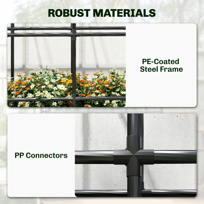 Outsunny Raised Garden Bed with Trellis, Tomato Cage with 52.8 Gal Grow Bag, Garden Cucumber Trellis Plant Cage