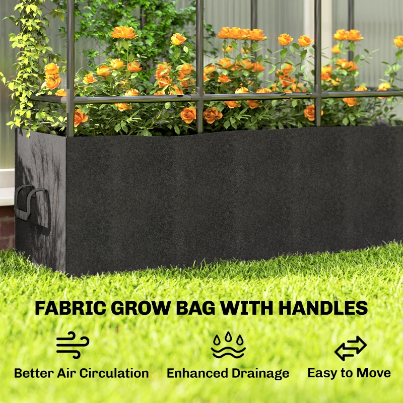 Outsunny Raised Garden Bed with Trellis, Tomato Cage with 52.8 Gal Grow Bag, Garden Cucumber Trellis Plant Cage