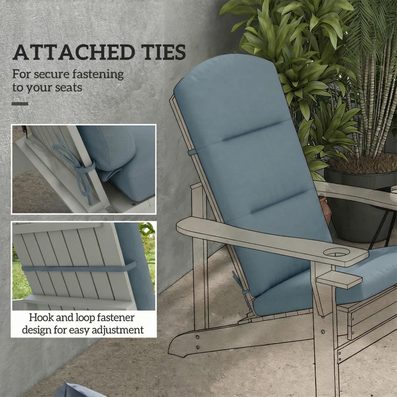 Outsunny Patio Chair Cushion for Adirondack Chairs Replacement Cushion with Back and Ties, Dark Grey