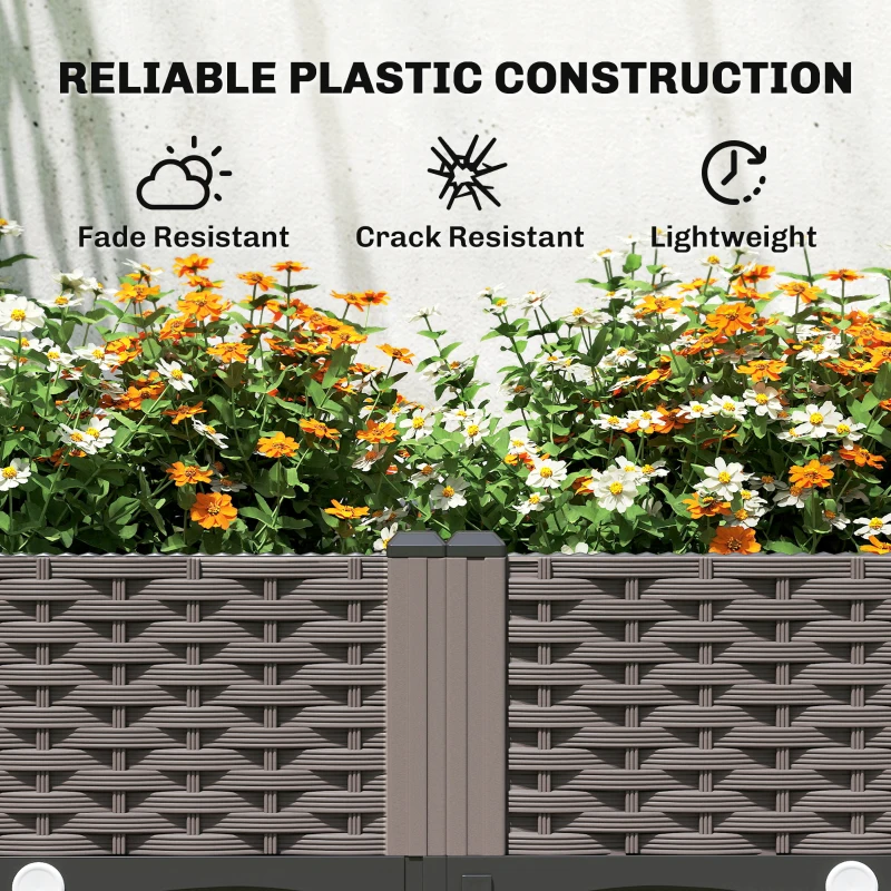 Outsunny Raised Garden Bed with Arch Trellis, Raised Bed for Garden on Wheels with Side Trellis for Climbing Plants, Flowers