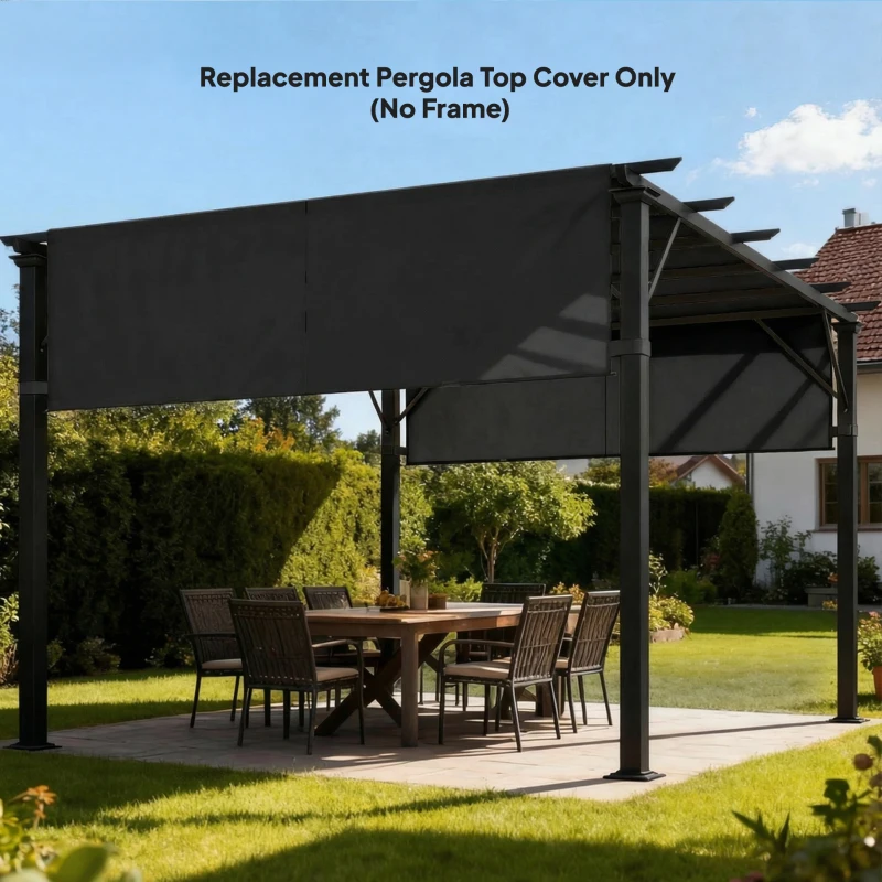 Outsunny 2 Pcs UV Protection Pergola Replacement Canopy, Pergola Shade Cover, Easy to Install, for 10' x 10' Pergola, Black