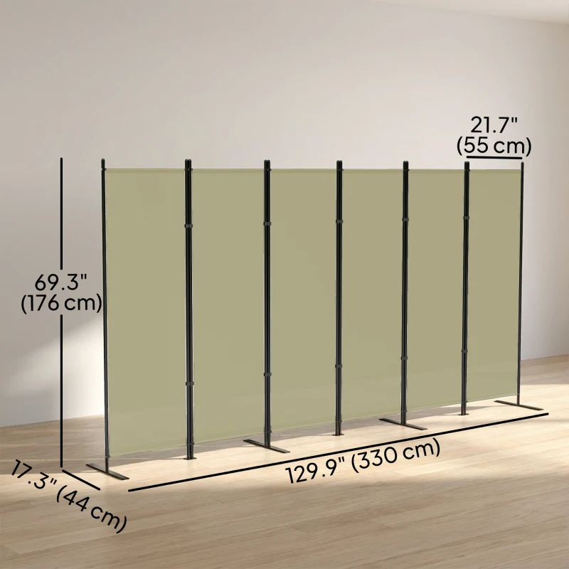 HOMCOM 6 Panel Room Divider, 6 Ft Folding Privacy Screen, Portable Freestanding Partition Wall Divider, Beige